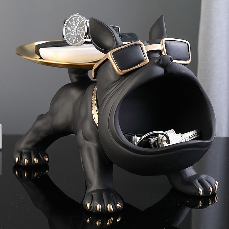Bulldog Big Mouth Resin Sculpture With Tray Indoor Use | Comfort Fit