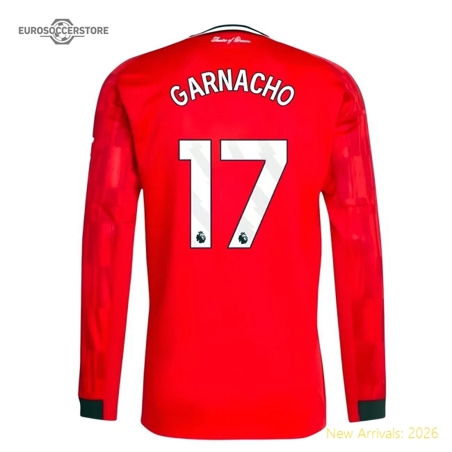 Luxury 2025-2026 Man Utd Long Sleeve Home Shirt (garnacho 17)