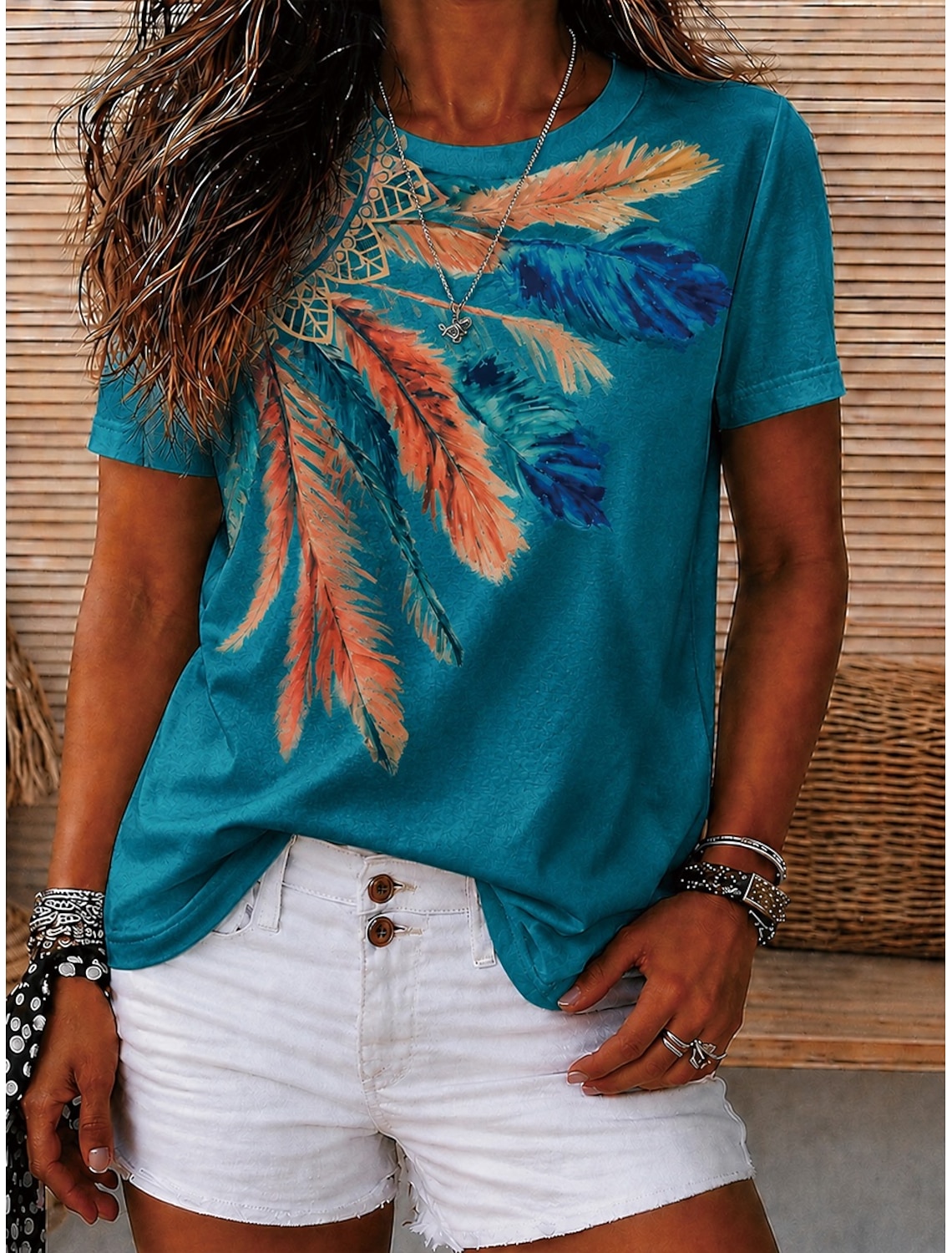 Women's T Shirt Print Floral Graphic Geometric Vintage Stylish Casual Short Sleeve Crew Neck V Neck Round Neck Regular Tops Casual Daily Weekend White Light Green Dark Green Light Purple Summer