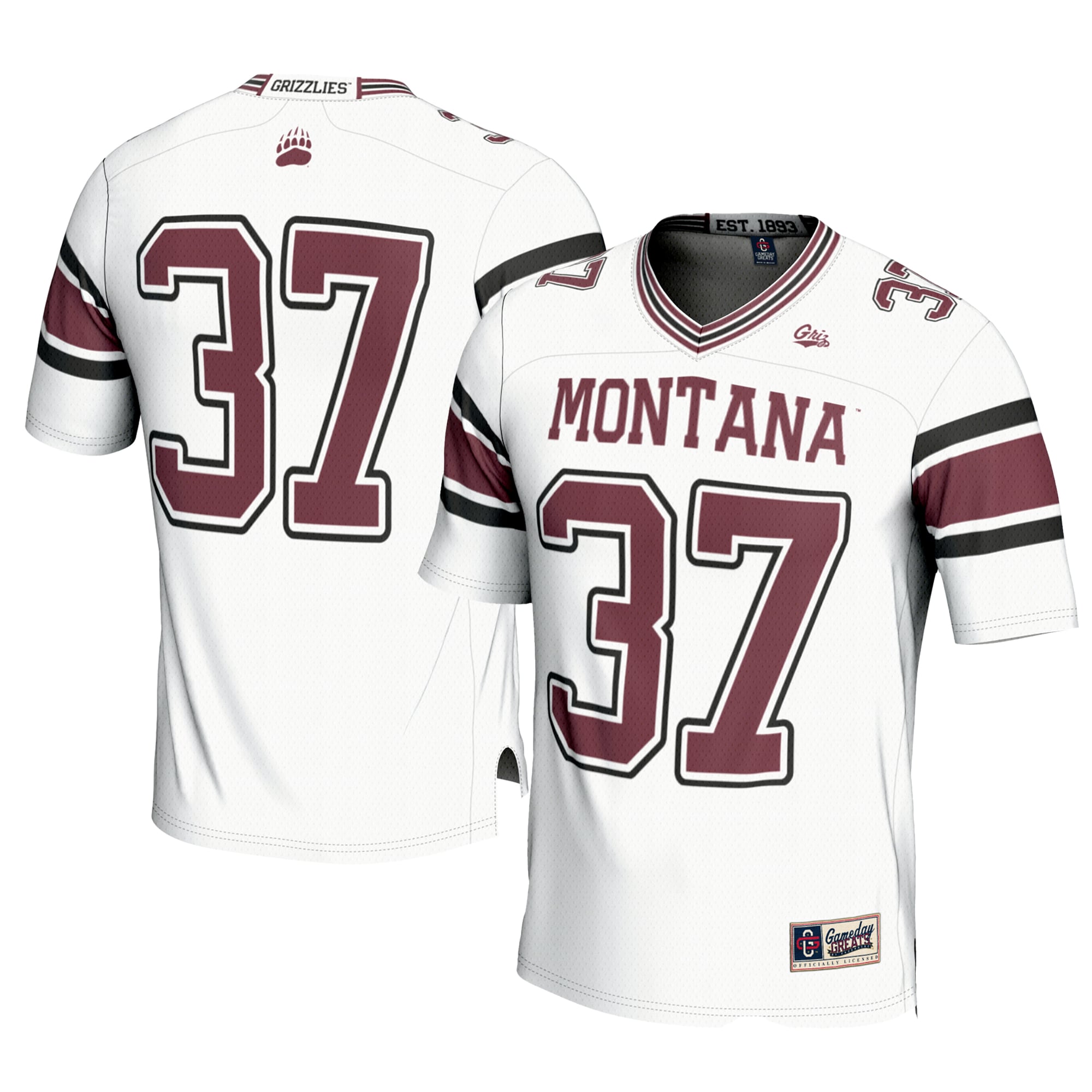 #37 Montana Grizzlies GameDay Greats Youth 26/27 Football Jersey - White