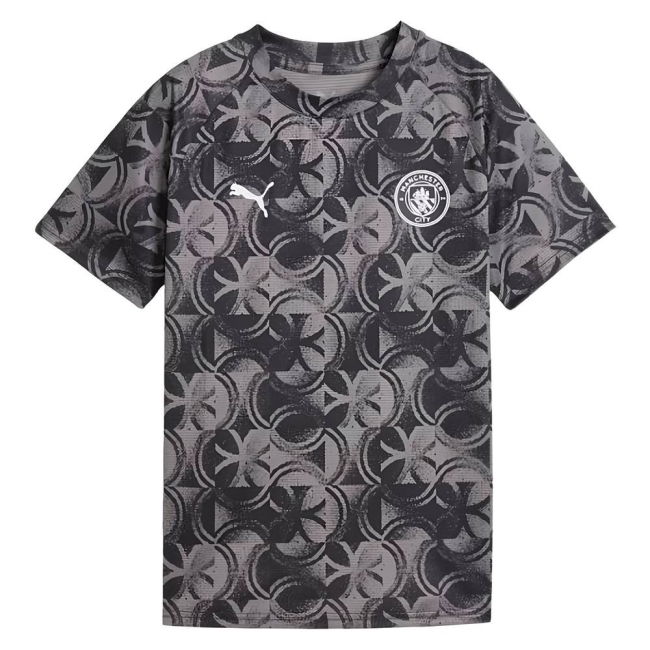 2025-2026 Man City Warm Up Jersey (Black) - Kids (Silva 21)