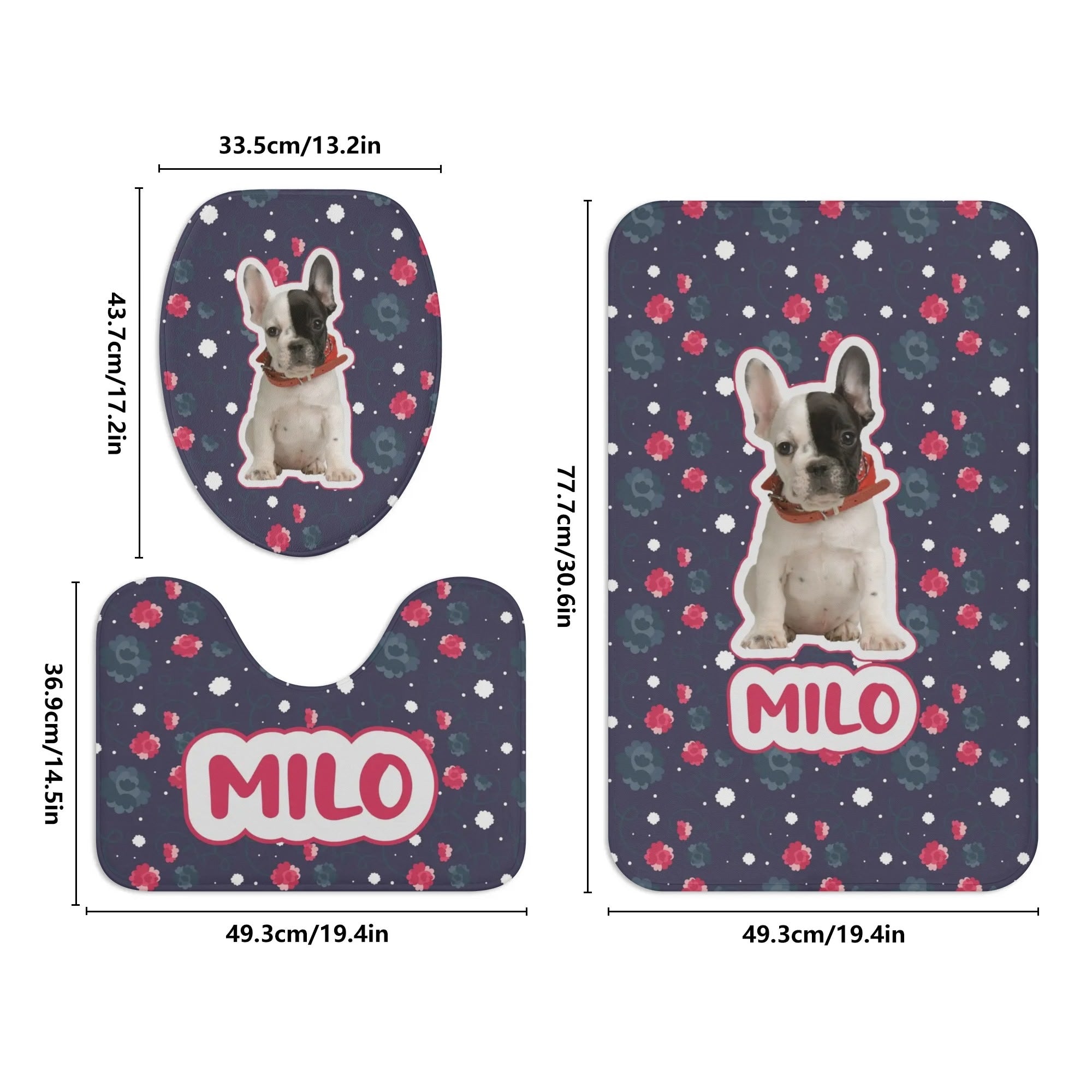 Personalized Bathroom Set with Your Frenchie’s Name & Image