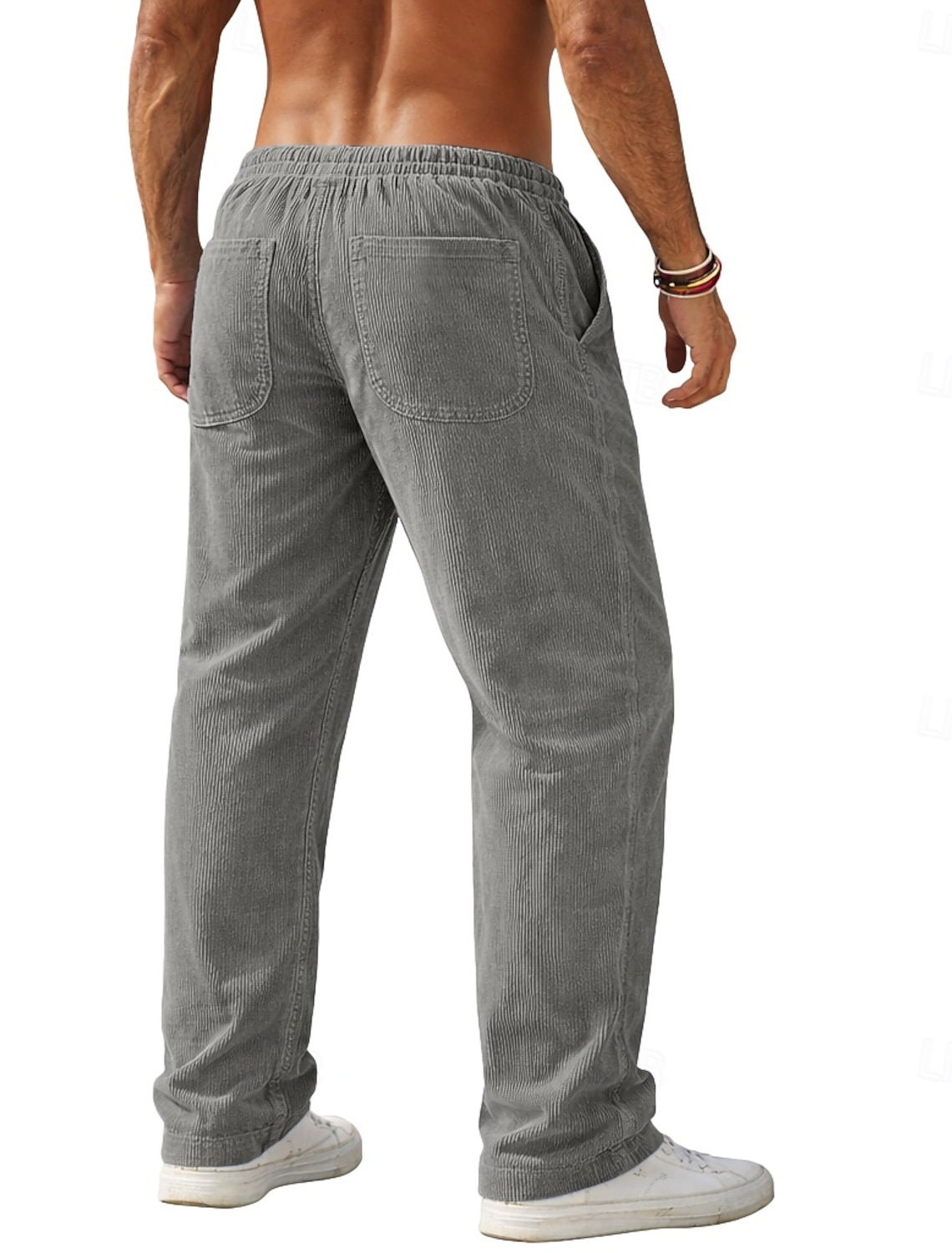 Men's Trousers Corduroy Pants Baggy Casual Drawstring Straight Leg