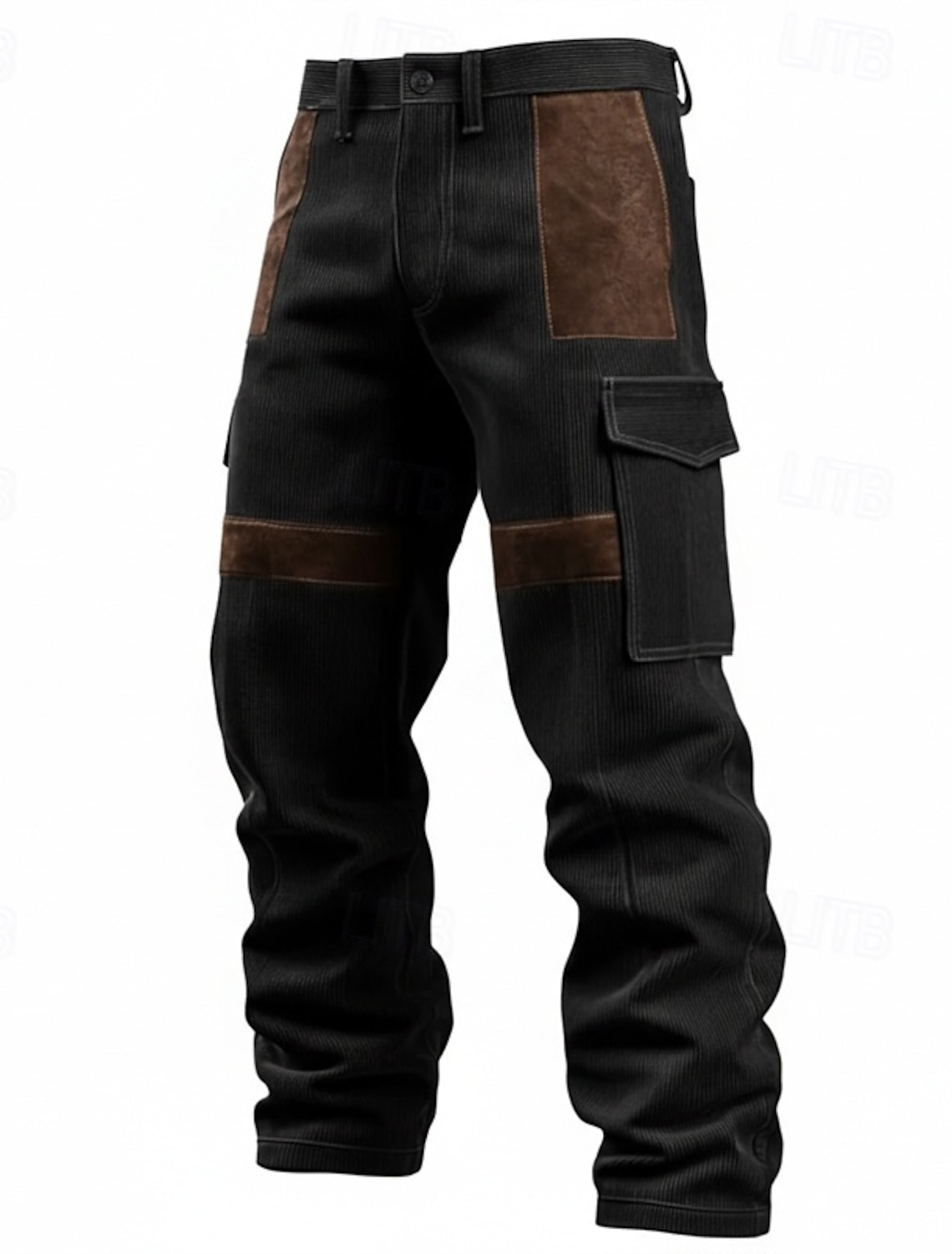 Men's Cargo Pants Trousers Corduroy Work Suede Patchwork Multi Pocket