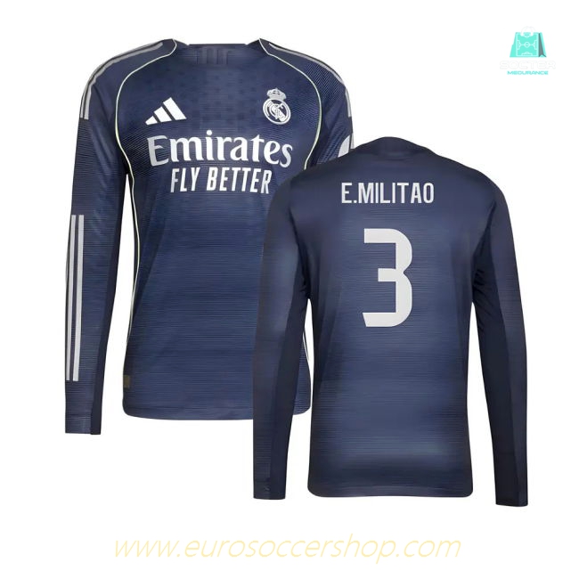2025-2026 Real Madrid Authentic Long Sleeve Away Shirt (E.Militao 3)