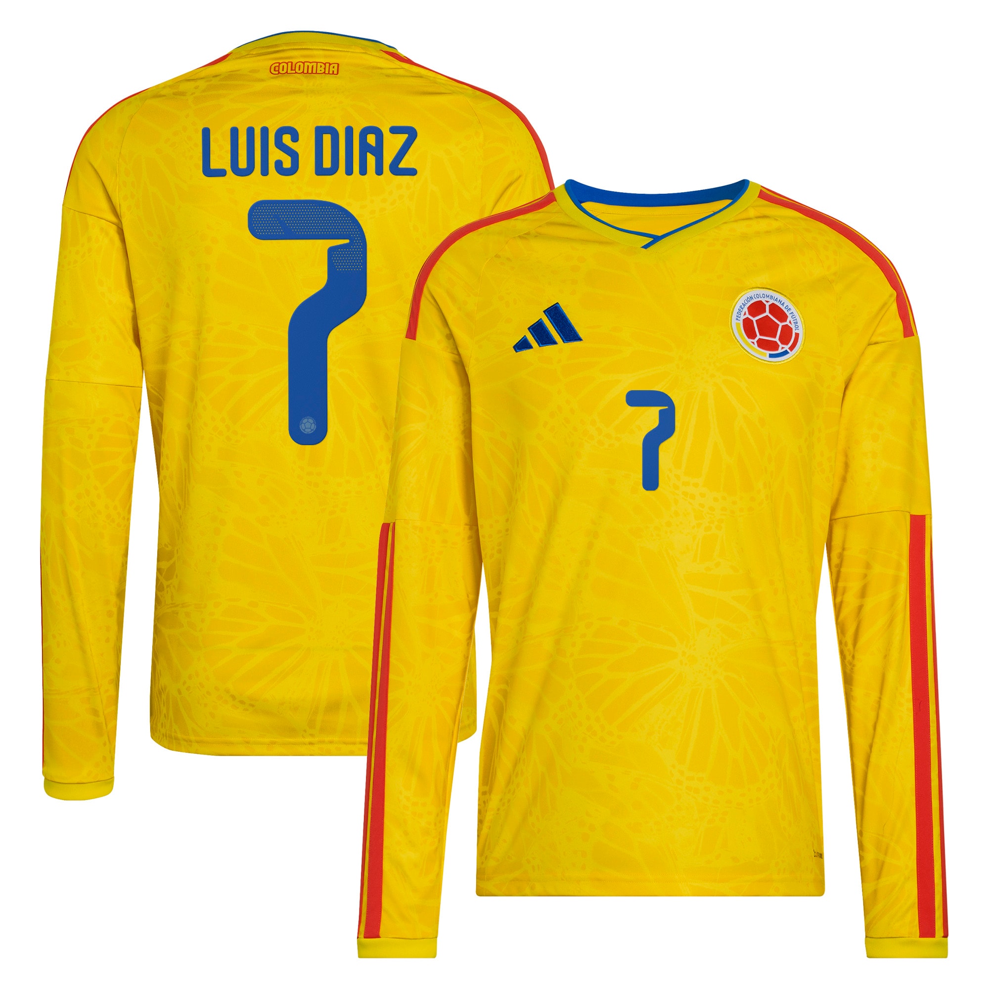 [JED] Youth Luis Diaz Colombia National Team 2026 Home Replica Long Sleeve Jersey - Yellow