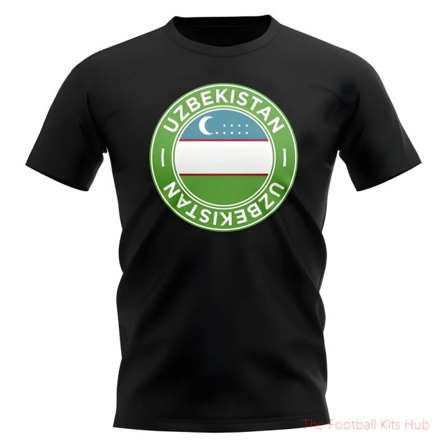 Uzbekistan Football Badge T-Shirt (Black)