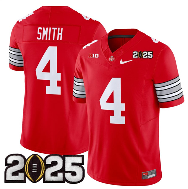 Men's OSU Buckeyes Red 2025 match worn Jeremiah Smith #4 team