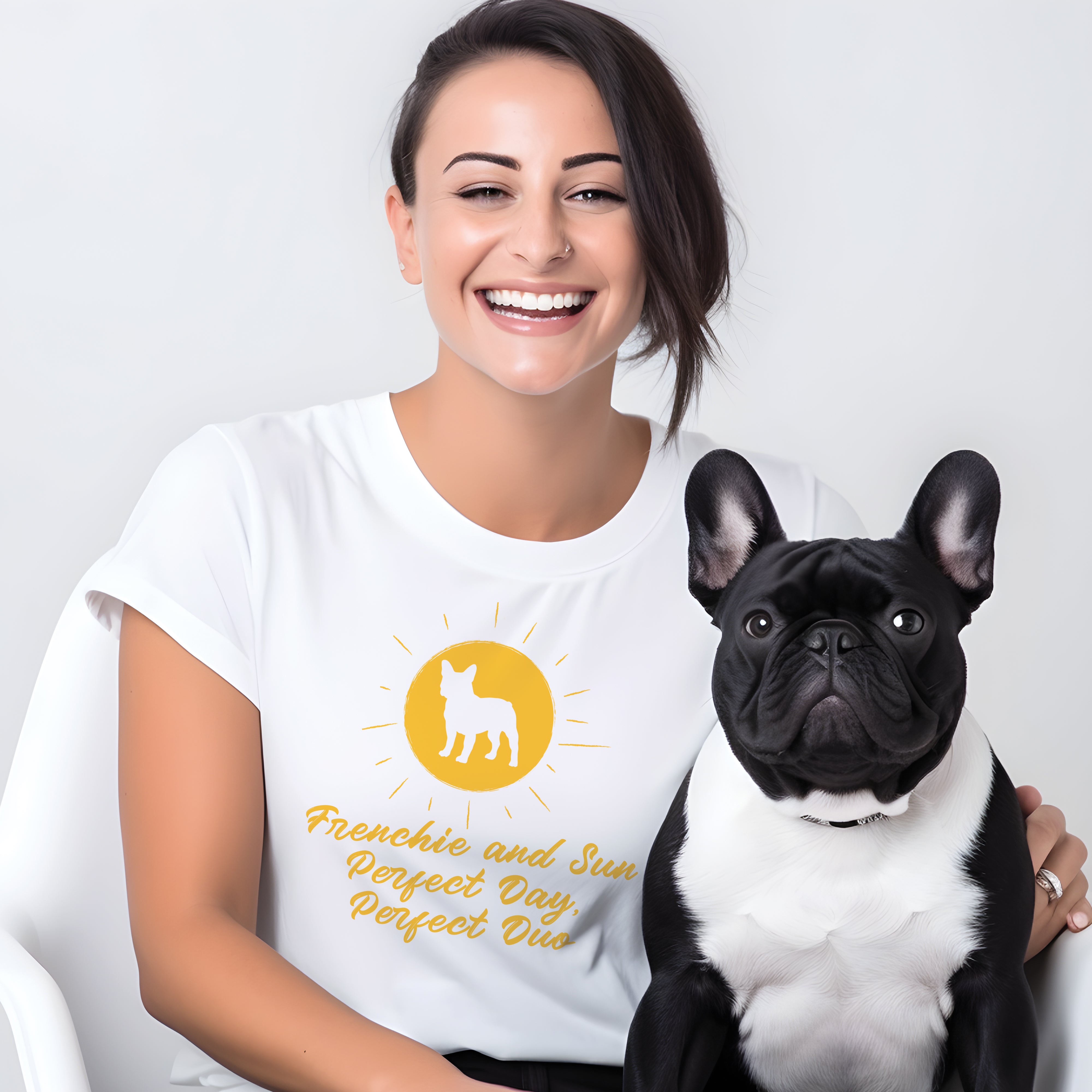 Trendy Frenchie And The Sun - Unisex T-shirt for French Bulldog Lovers