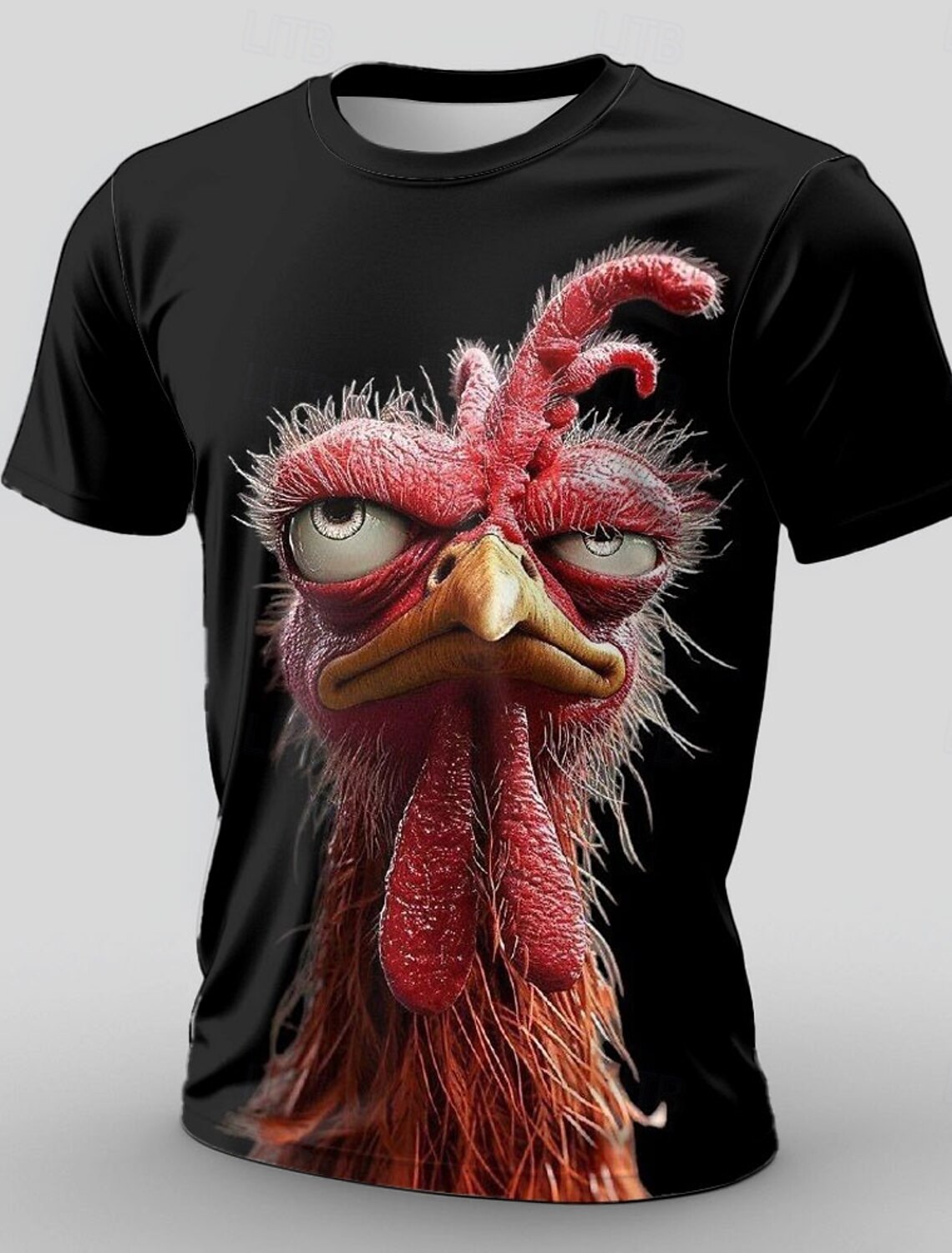 Men's Rabbit Rooster Funny T Shirt Short Sleeve 3D Print Crew Neck
