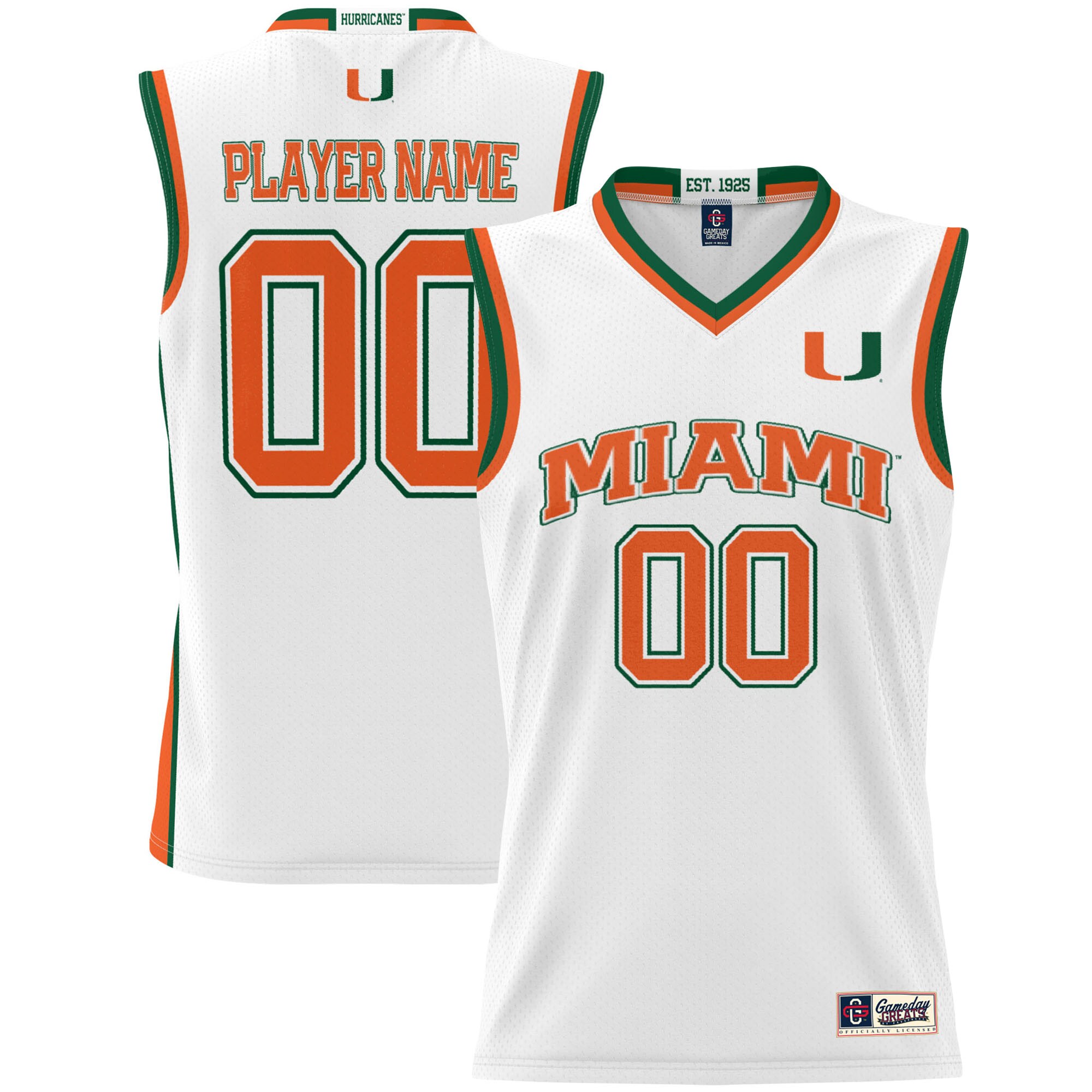 [DDG] Miami Hurricanes GameDay Greats Youth NIL Pick-A-Player Lightweight Women's Basketball Jersey - White