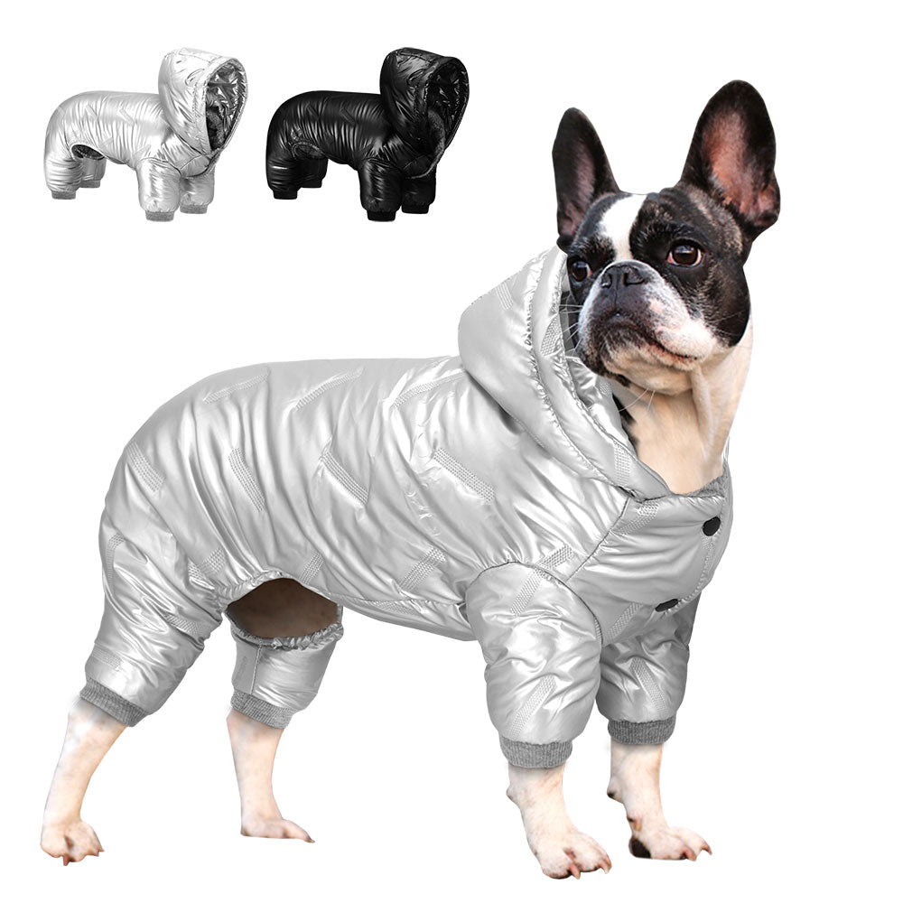 Comfortable French Bulldog Winter Jumpsuit Puppy Outfit Hoodie Windpr...