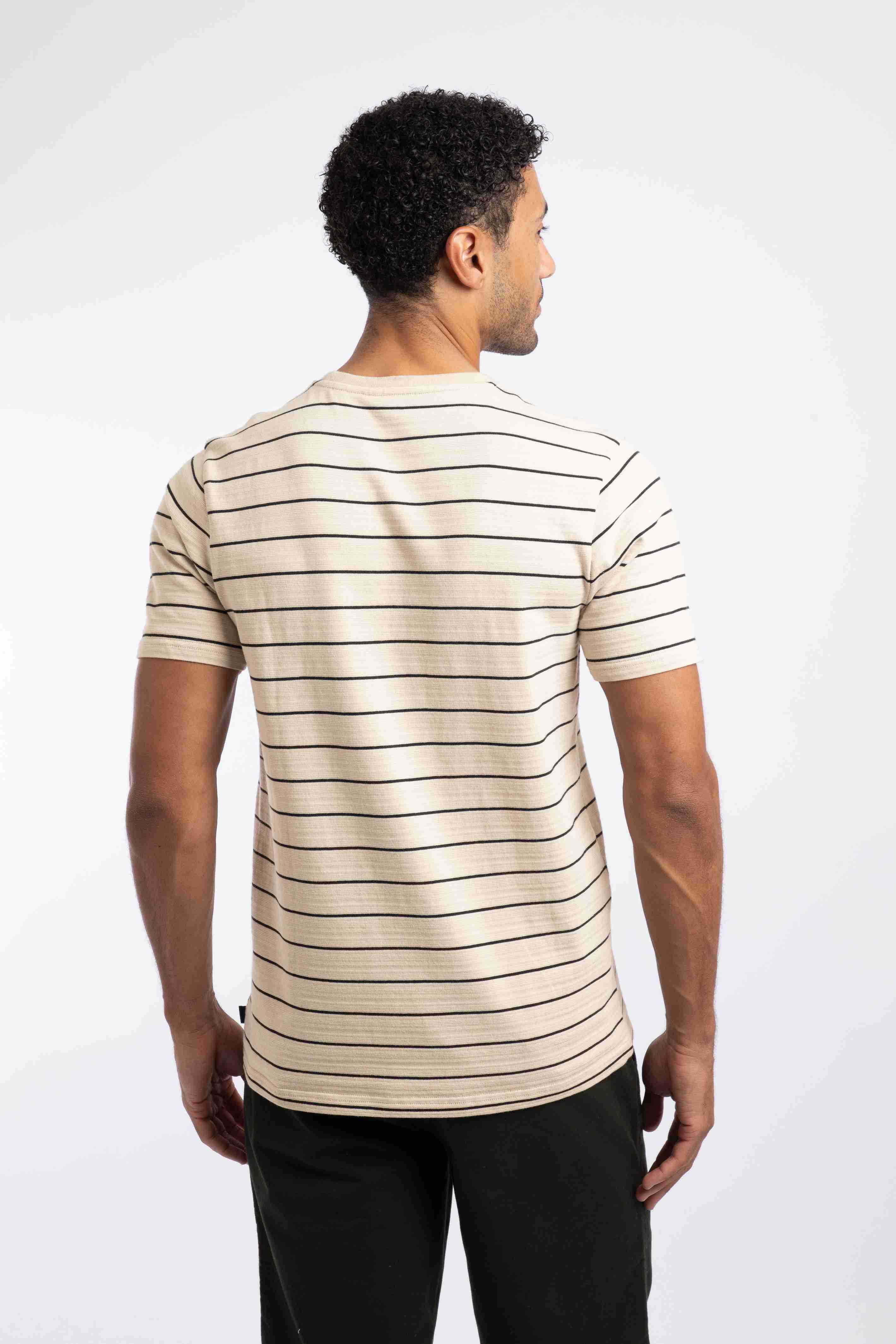 Grayson Textured Stripe T-Shirt Ecru
