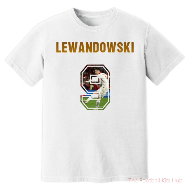 Robert Lewandowski Poland Name And Number T-Shirt (White)