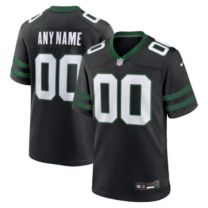 Men's New York Jets Nike Legacy Black Alternate Custom Gam...