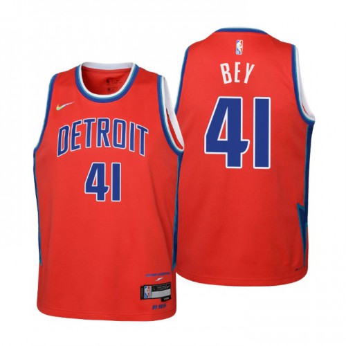 Detroit Detroit Pistons #41 Saddiq Bey Youth Nike Red 2021/22 Swingman Jersey ¨C City Edition Youth
