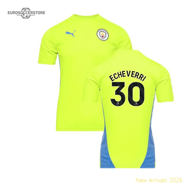 2024-2025 Man City Training Shirt Yellow Glow Echeverri 30