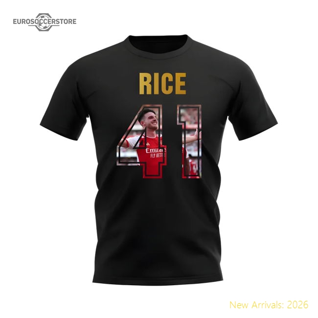 Official Declan Rice Name And Number Arsenal T-shirt (black)