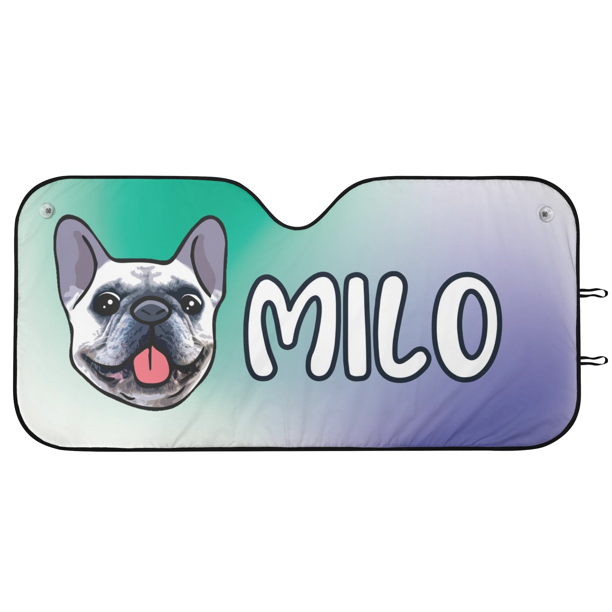 Custom Car Auto Sun Shade with Frenchie's Name - Car Auto Sun Shade