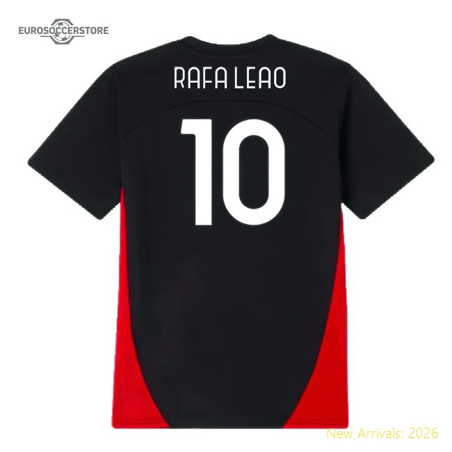 2024-2025 AC Milan Training Shirt (Black) - Kids (Rafa Leao 10)