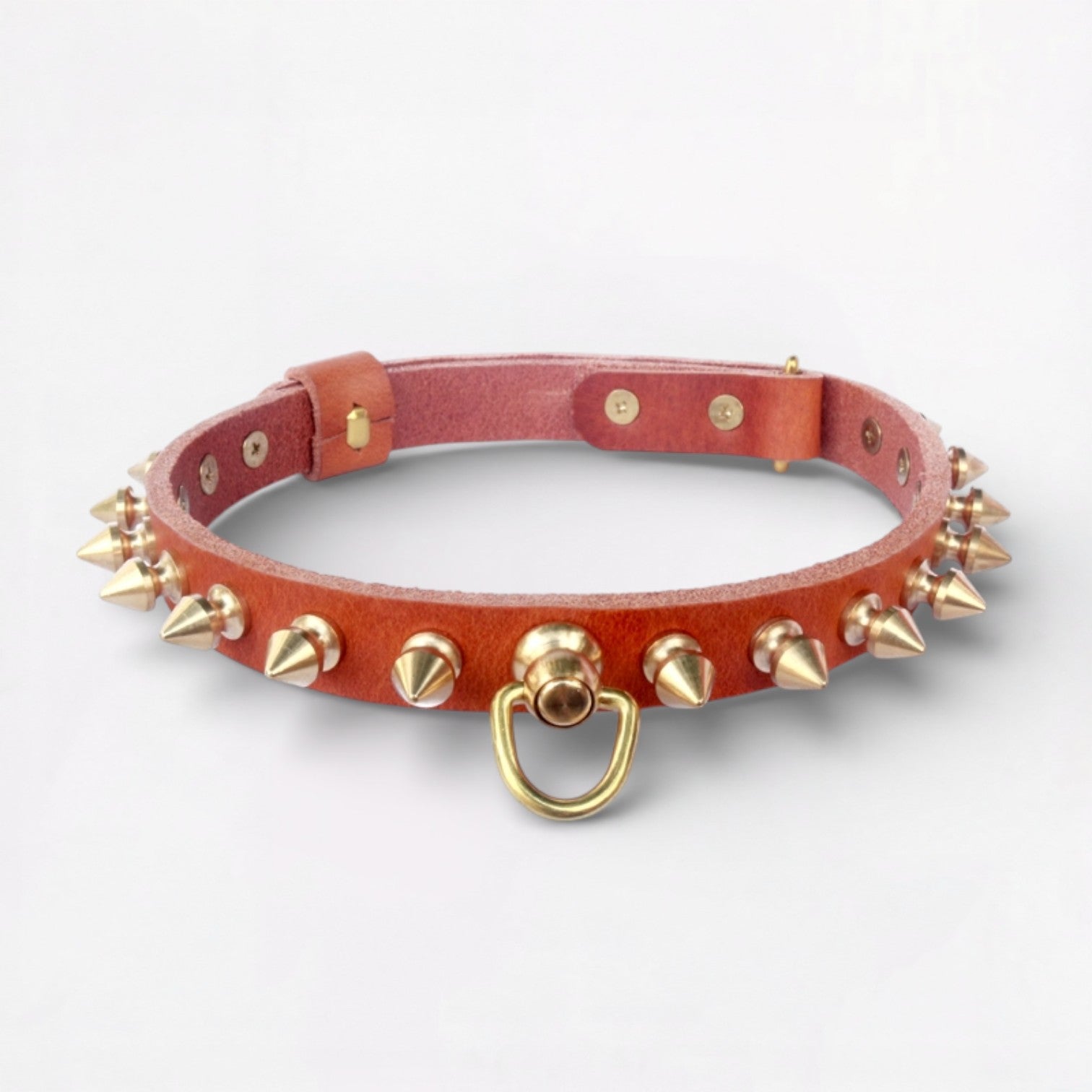 SpikeForge French Bulldog Riveted Collar – Anti-Bite Studded Leather Dog Necklace