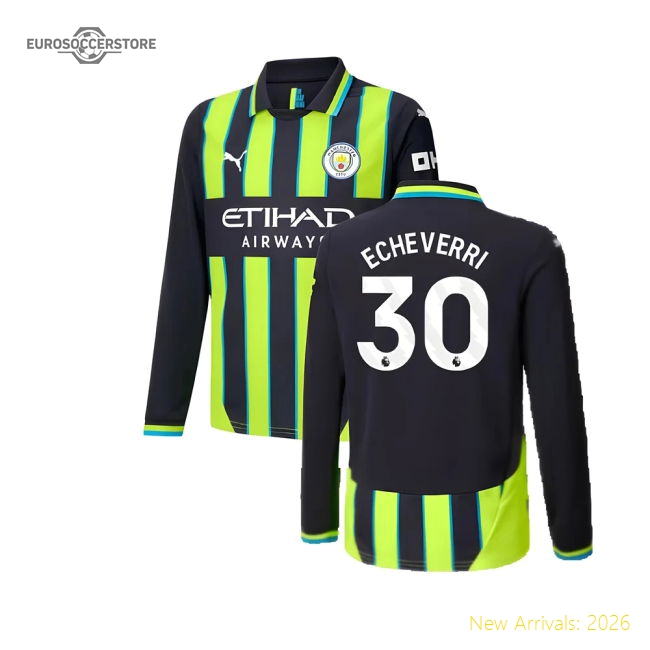 2024-2025 Man City Away Long Sleeve Shirt (Kids) (Echeverri 30)