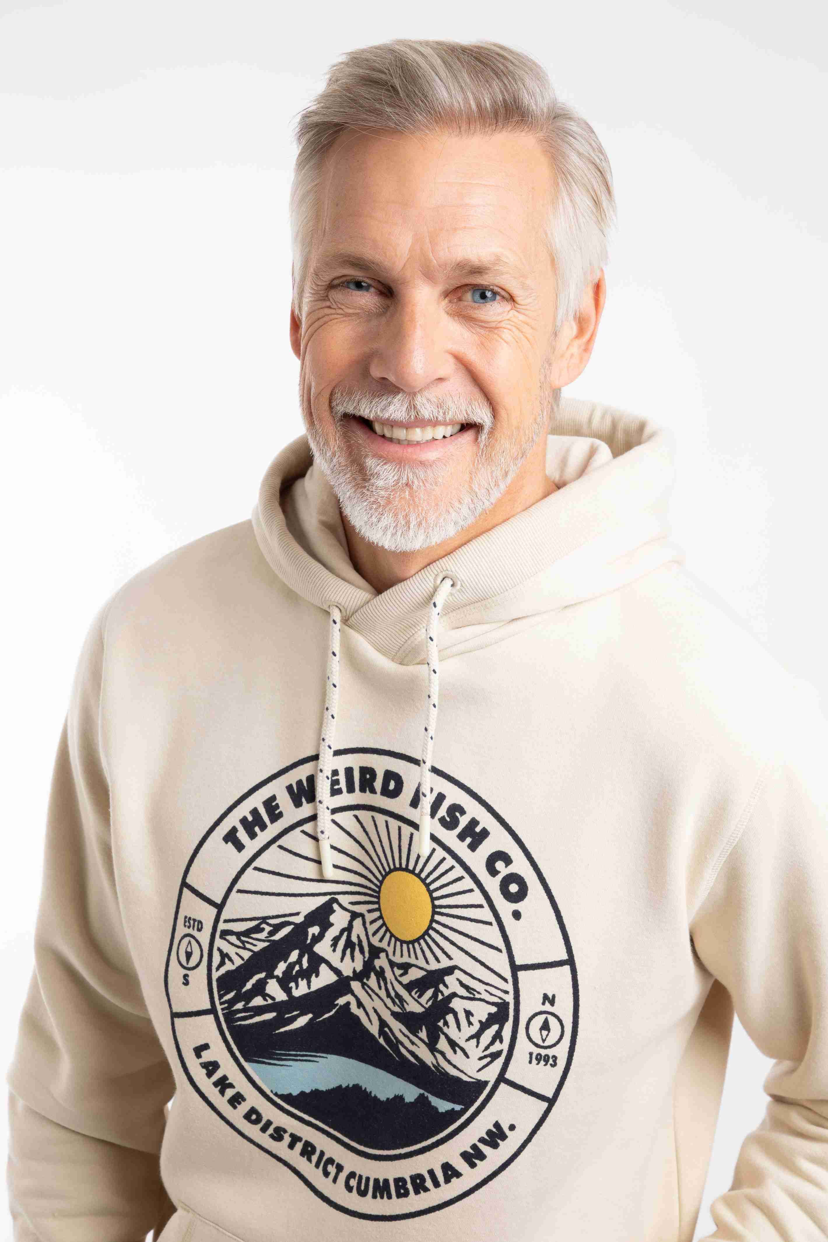 Bryant Front Print Graphic Popover Hoodie Egg Shell
