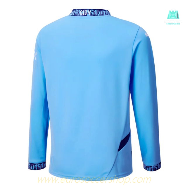 2024-2025 Man City Home Long Sleeve Shirt (Kids)
