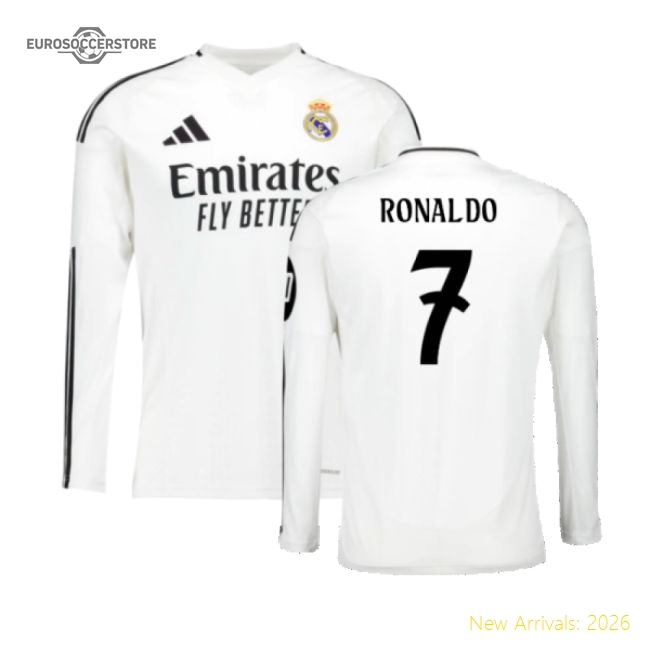 Genuine 2024-2025 Real Madrid Long Sleeve Home Shirt (Ronaldo 7)