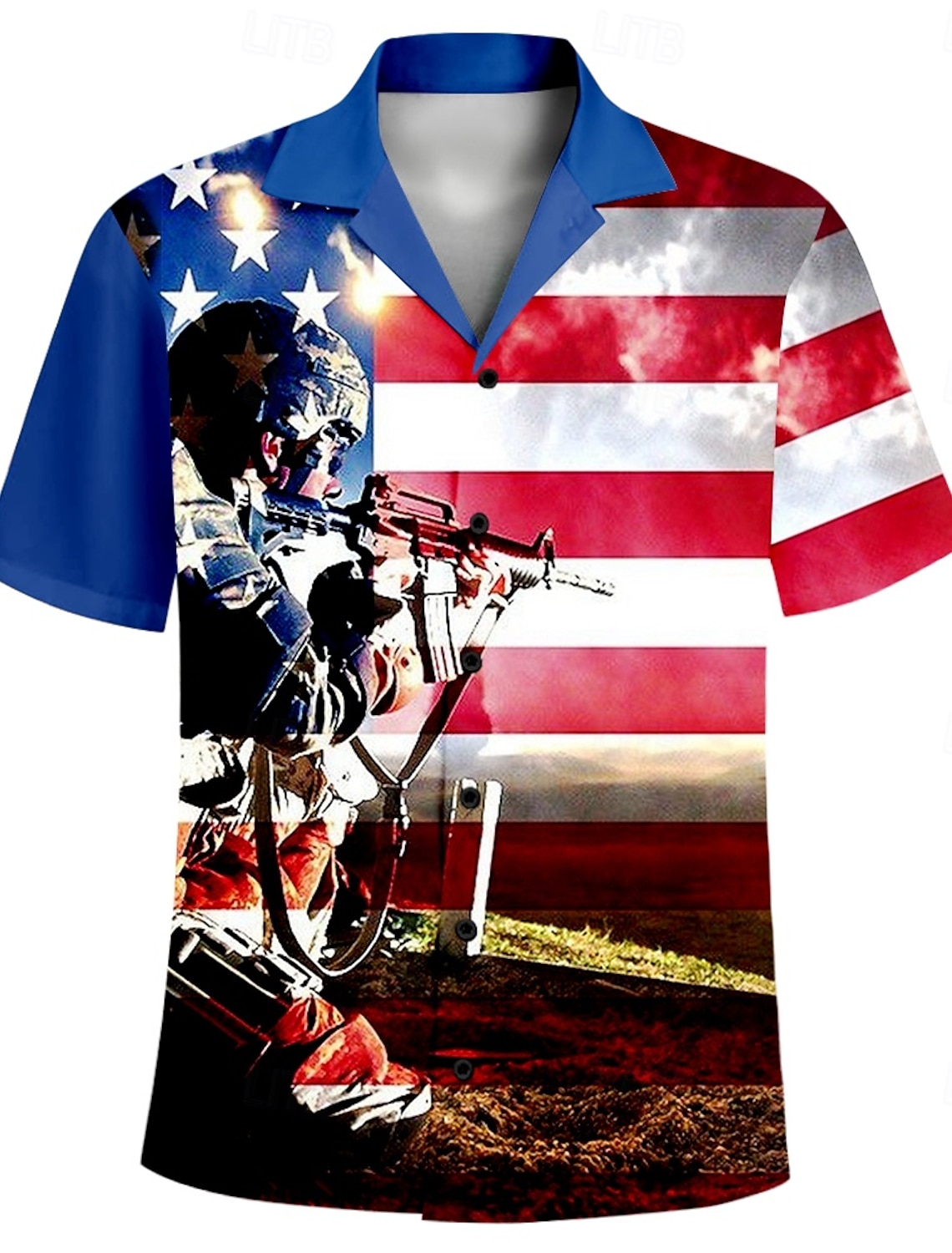 Independence Day Men's American US Flag We The People Patriotic Shirt Summer Shirt Button Up Shirt Short Sleeve Fashion Casual Holiday Summer Spring Turndown 3D Print