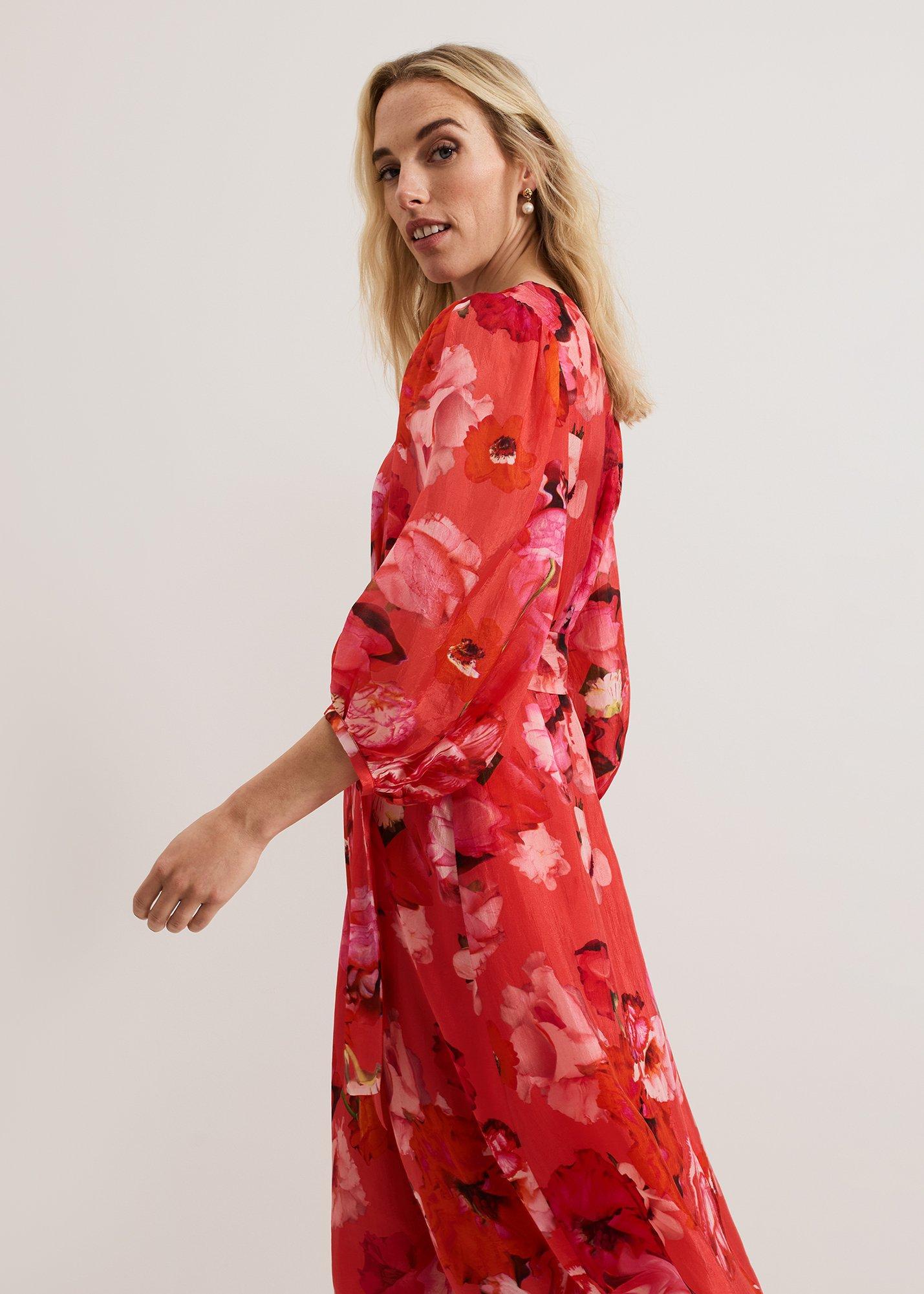 Petite Federica Floral Sleeve Midi Dress