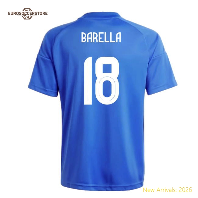 Durable Football Team Kids Barella Jersey 2024-2025 Lightweight