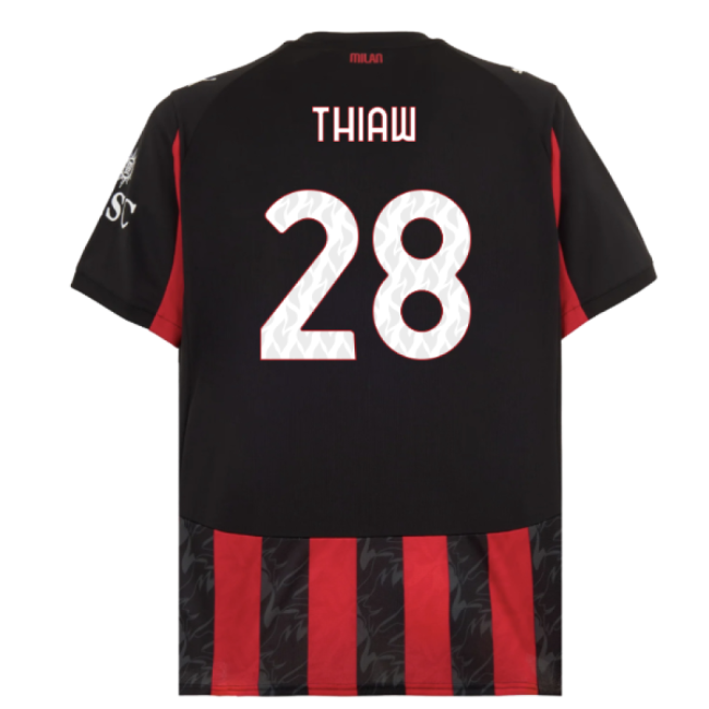 2025-2026 AC Milan Home Shirt (Thiaw 28) Durable Stitching