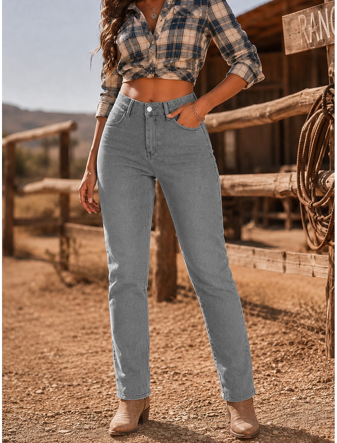 Women's Jeans denim Skinny Pants Chinos Fashion Full Length High Waist Comfort Inelastic Vacation Formal Black Light Blue Gray Spring Slim Fit
