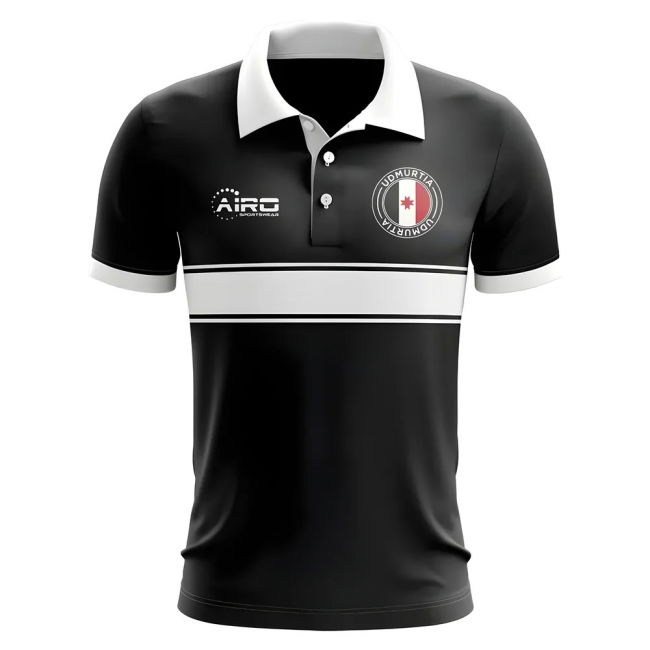 Premium Udmurtia Concept Stripe Polo Shirt (Black) High