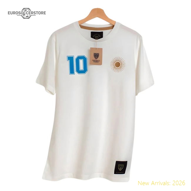Premium-grade La Albiceleste El Sol 10 White Retro Football T-shirt