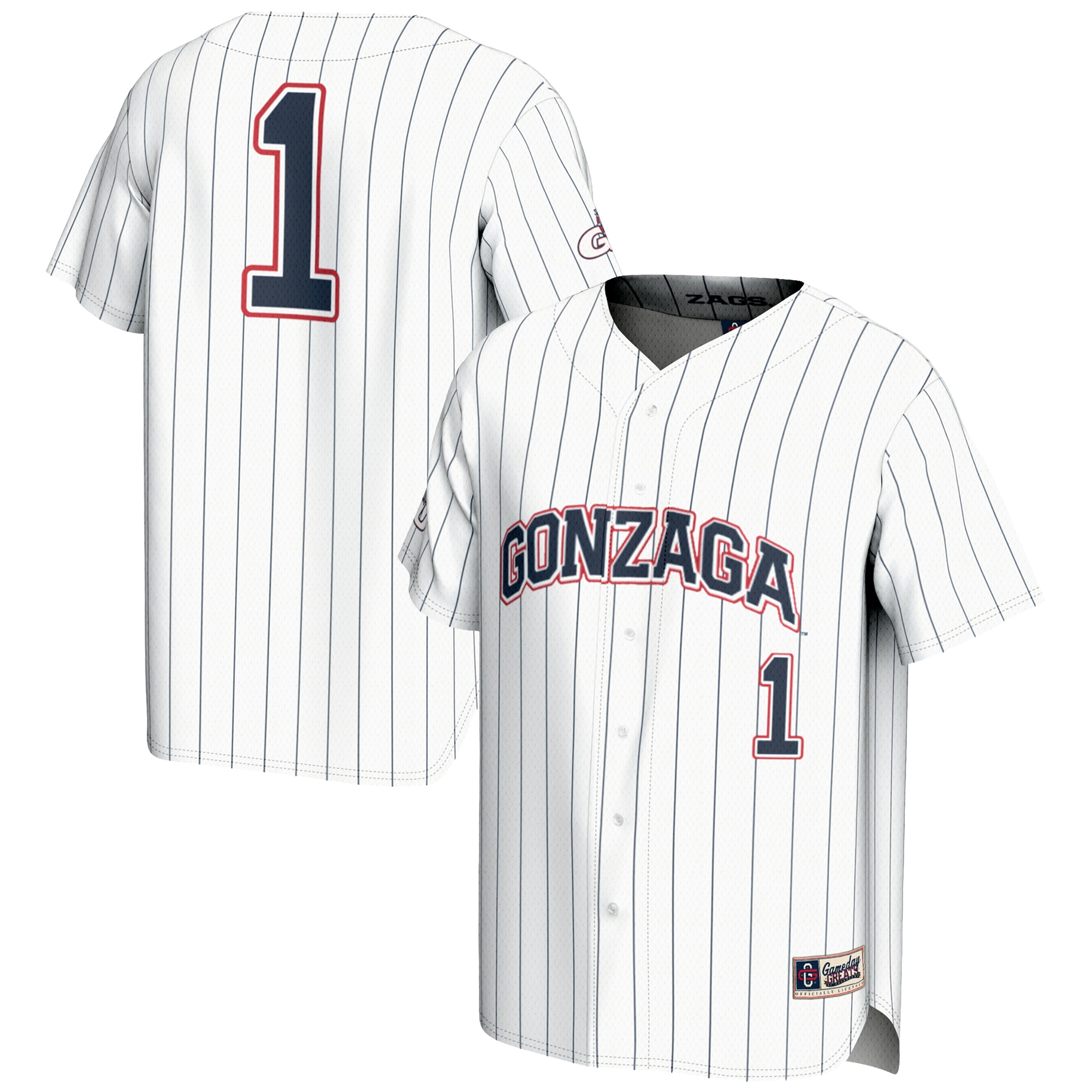 [NJP] Women's Gonzaga Bulldogs GameDay Greats Lightweight Baseball Jersey - White