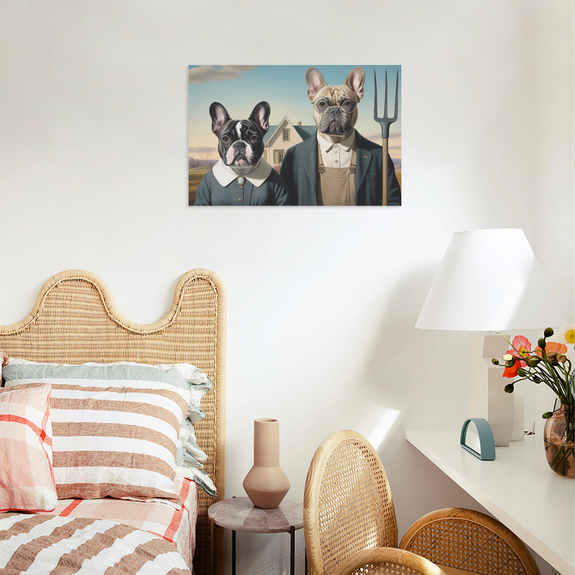 French Bulldog Margaret Adorable Frenchie Canvas Wall Art Durable Dog Item