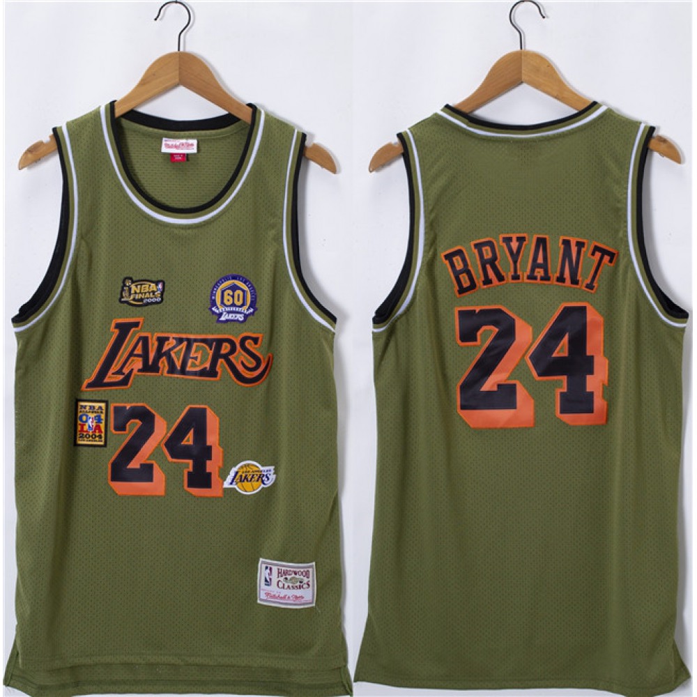 Men's Los Angeles Lakers #24 Kobe Bryant Olive Salute Stitched Basketball Jersey