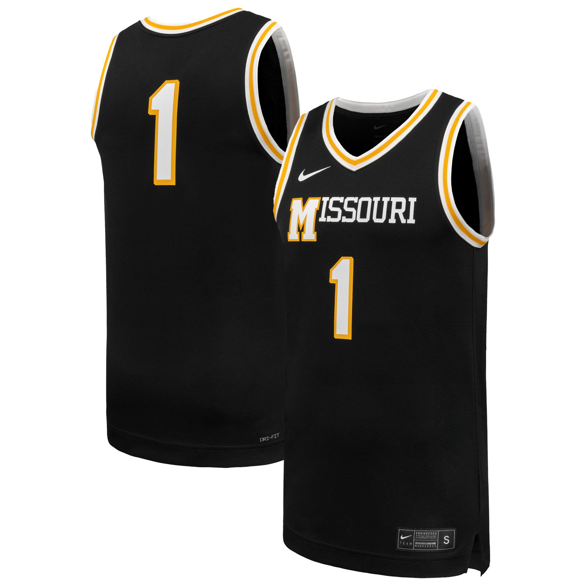 #1 Missouri Tigers Nike Replica Basketball Jersey - Black
