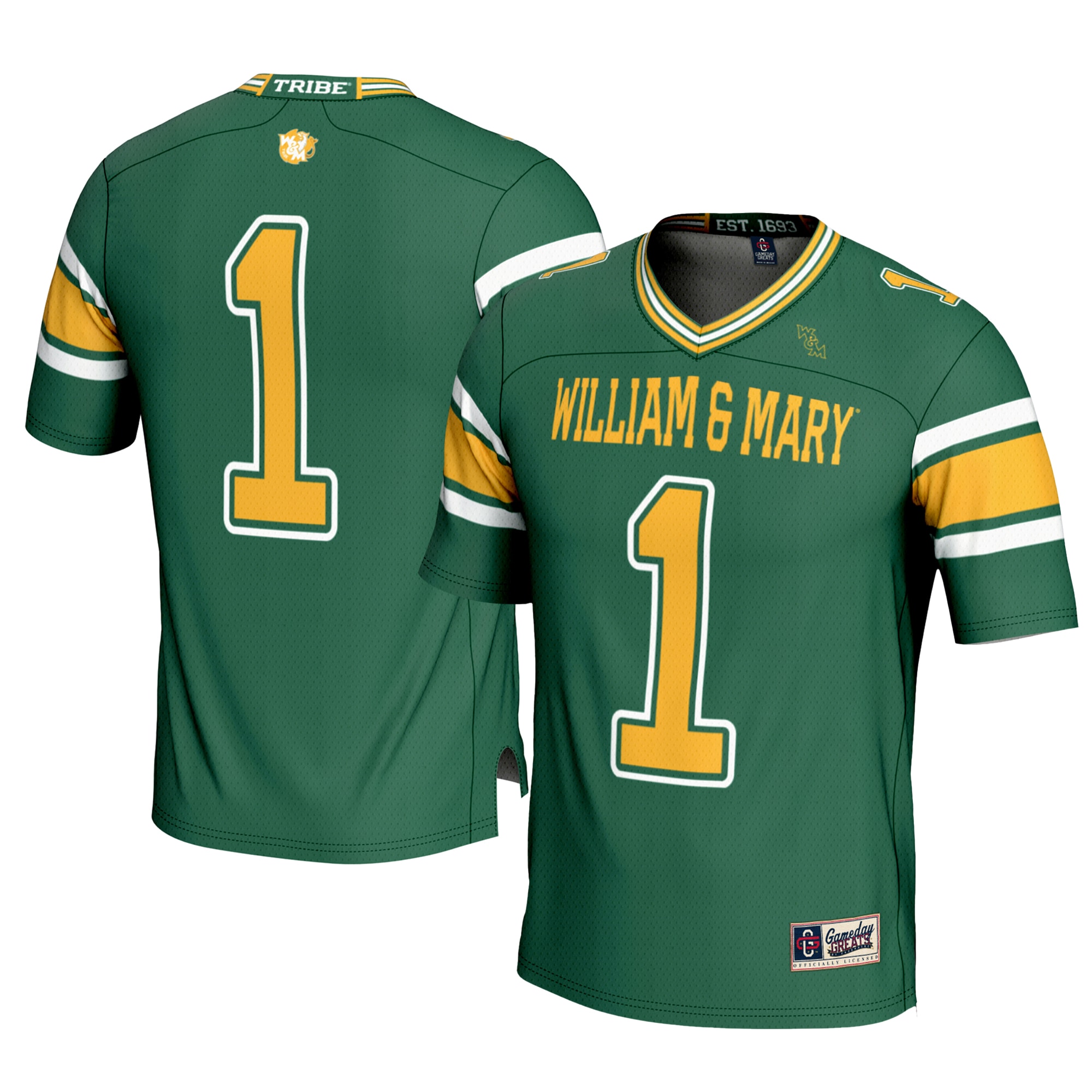 #1 William & Mary Tribe GameDay Greats 2026 Season Football Jersey - Green