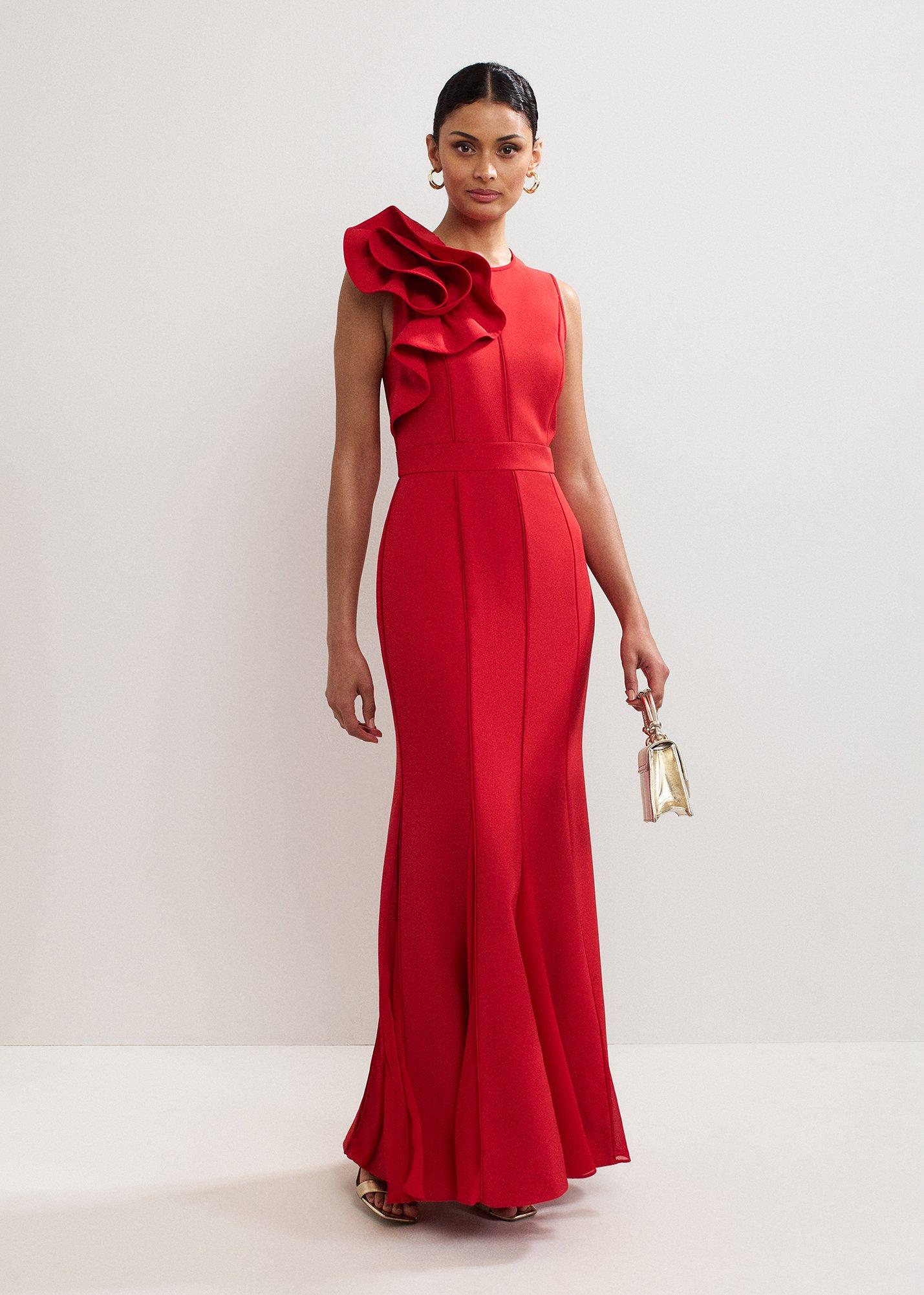 Petite Tyra Ruffle Shoulder Maxi Dress