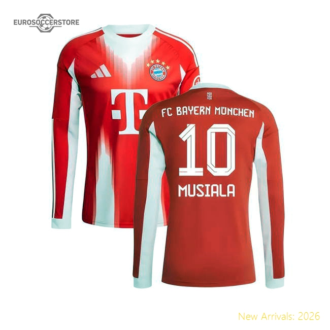 Best-Selling 2025-2026 Bayern Munich Long Sleeve Home Shirt (Musiala