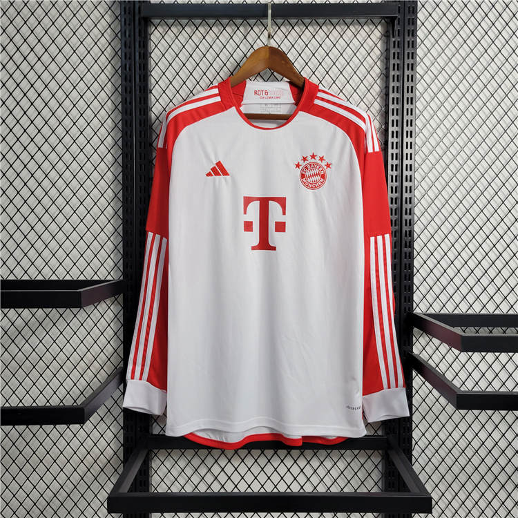 Licensed Quick Dry Bayern Munich 2324 Home Long Sleeve Shirt