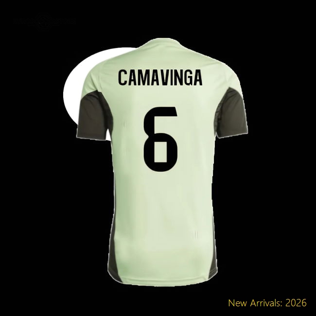 2025-2026 Real Madrid Training Tee (Almost Lime) - Kids (Camavinga 6)
