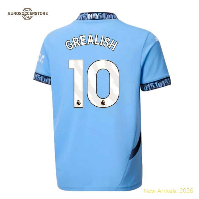 Man City Kids Comfortable Grealish Jersey 2024-2025 Soft-touch