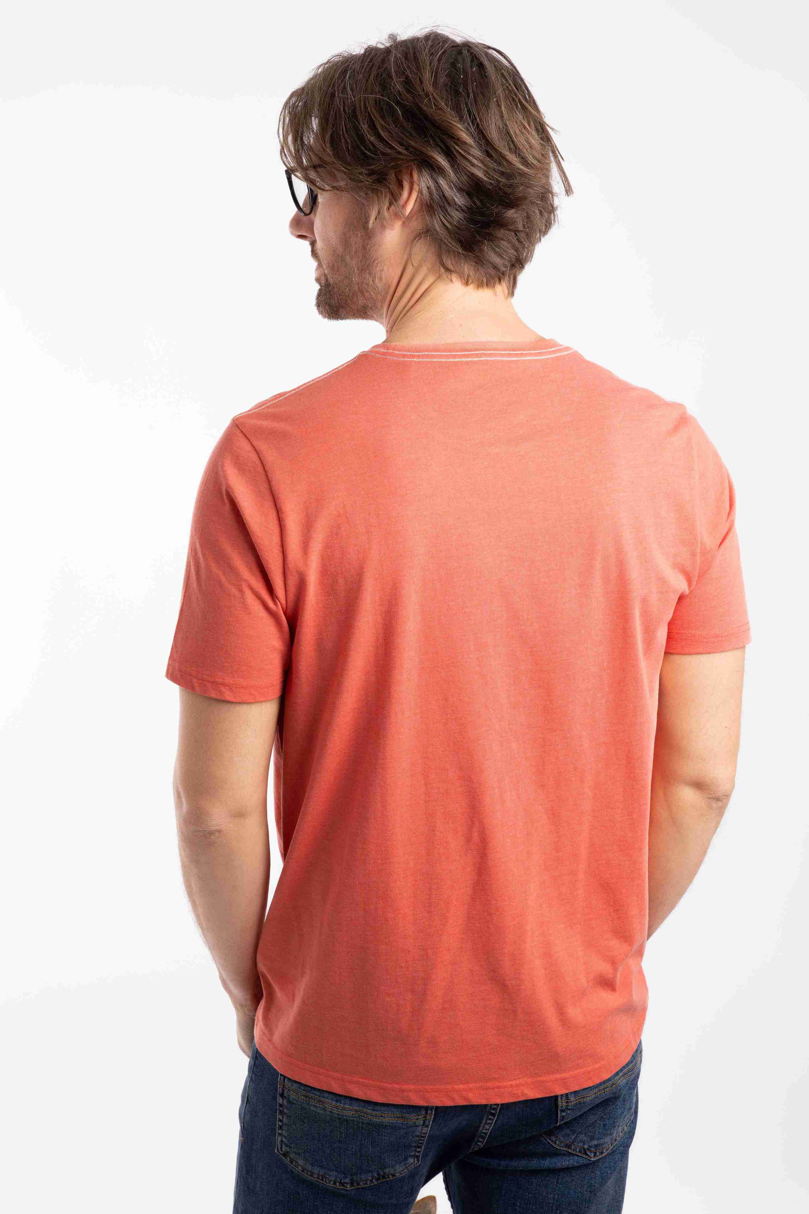 Leaping Fish Front Print Graphic T-Shirt Dark Coral