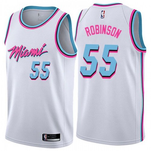 White Nike Miami Heat #55 Heat Jersey - Mesh Fabric NBA Fan Apparel