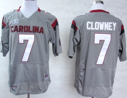 Men's None Gray 2013 replica Jadeveon Clowney #7 away jersey Jersey