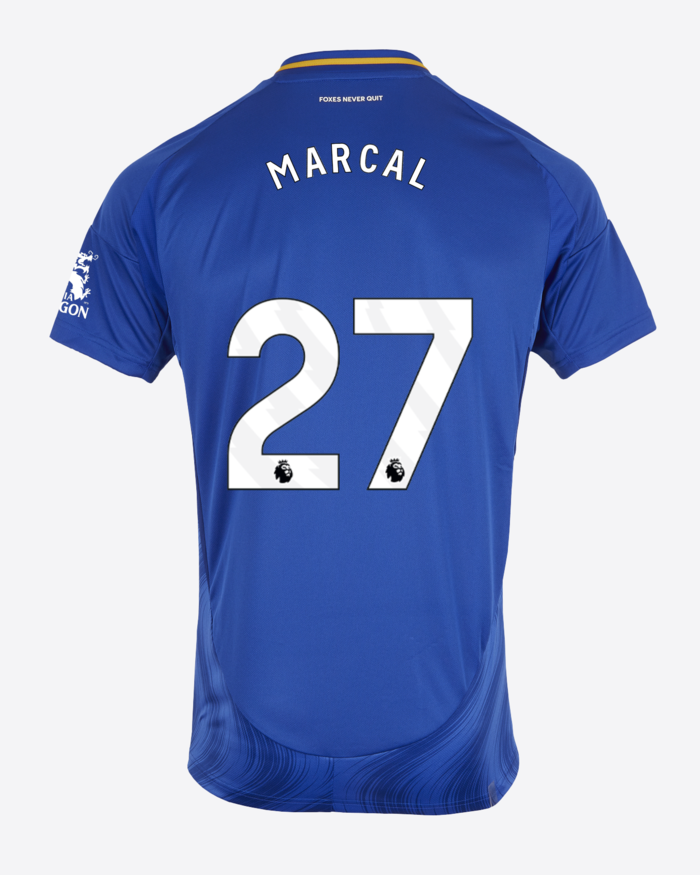 Leicester City's 24-25 Season Home Jersey, featuring MARCAL 27.